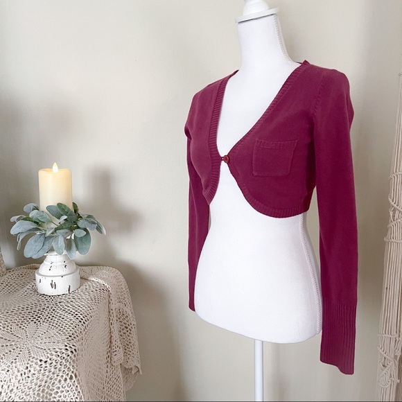 H&M Crop Purple Pink Long Sleeves Layering Top / Jacket - Picture 2 of 11